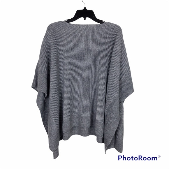 Loft Gray Ribbed Knit Poncho - Picture 9 of 11